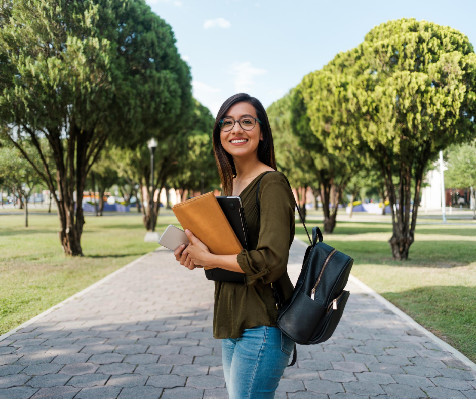 young woman on college campus