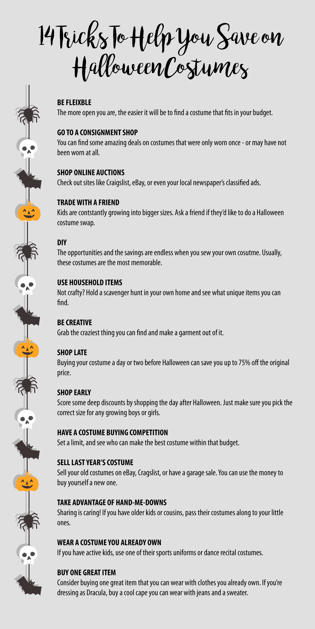 Infographic with tips on how to save on Halloween costumes