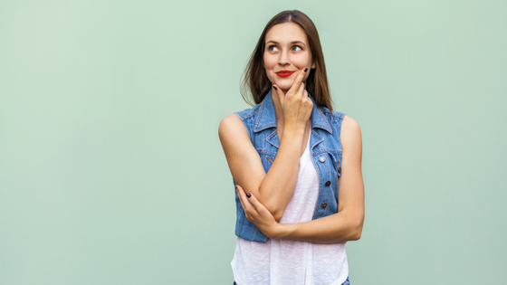 Young woman posed like she is thinking