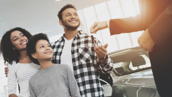 Family buying a car