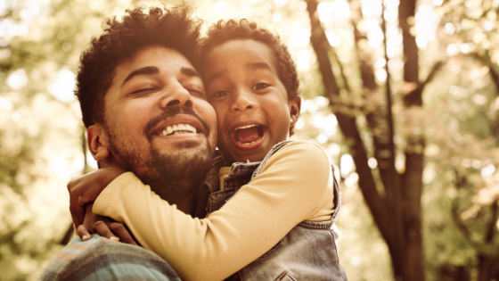 Father and son outdoors