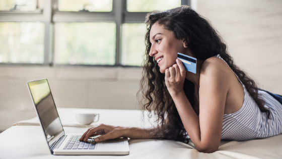 young woman shopping online