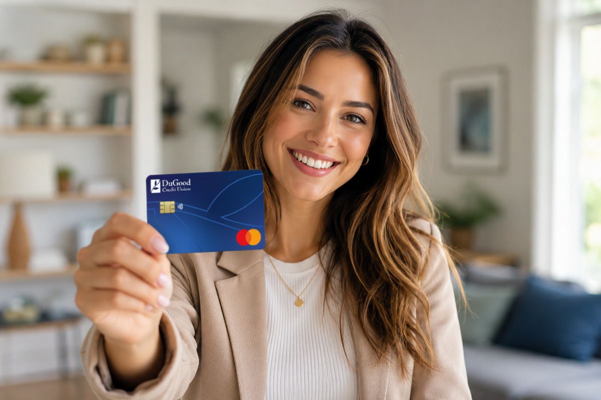 Woman holding a credit card